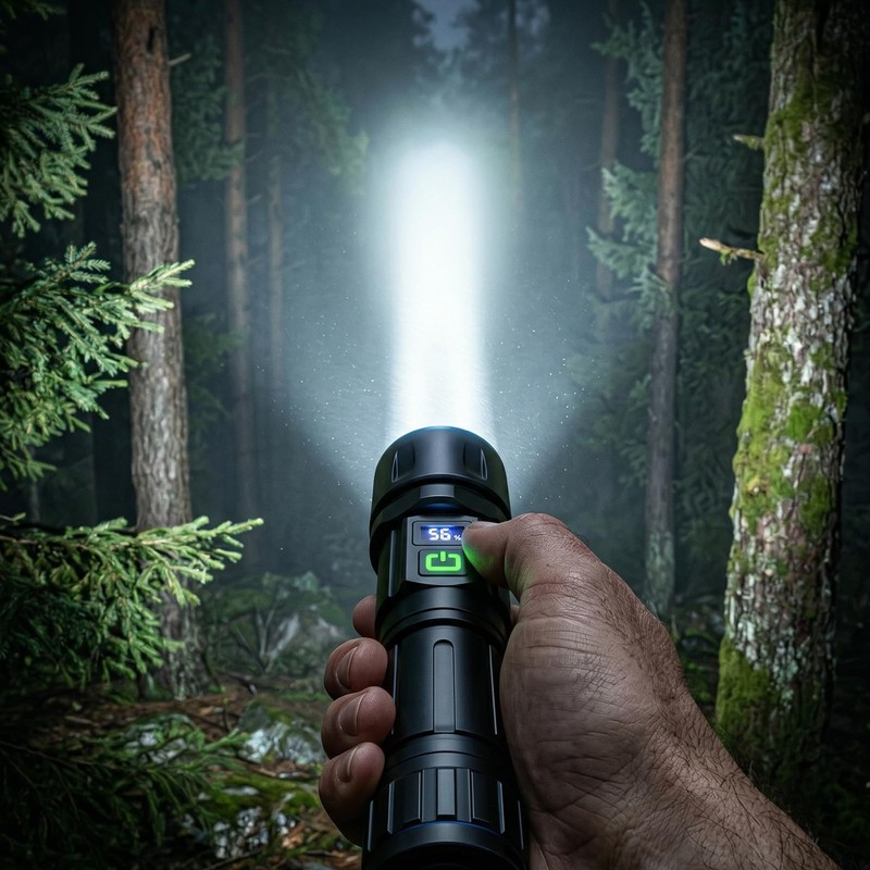 Rechargeable LED Flashlight High Lumens with Holster , Digital Power