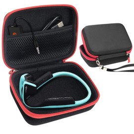 Case for Shokz openrun, openrun pro, openrun Mini, openmove, opencomm, Aeropex, OpenMove, Trekz, Trekz Mini, Trekz Air, Bluez 2, 2S; (Black with red Zip)