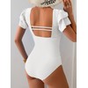 Eomenie Women's Tummy Control One Piece Swimsuit Ruffle Square Neck