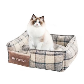 Ansberta Cat Bed Grey Walk-in Rectangular Cat Bed,Cat Bed for Indoor Cats,Comfortable and Ultra Soft,Washable & Non-Slip Cat Sofa