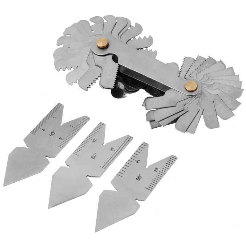 1pc Screw Thread Pitch Gauge of 52 Leaves 2pcs 60°+1pc