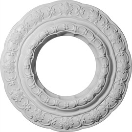 Ekena Millwork CM15LI Lisbon Ceiling Medallion, 15 3/8"OD x 7"ID x 1"P (Fits Canopies up to 7"), Factory Primed