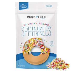 Pure Food By Estee Natural Rainbow Color Sprinkles, 5oz | Vegan Sprinkles for Ice Cream | Dye Free | Rainbow Jimmies for Baking | Natural Colors | Soy Free, Gluten Free, Dairy Free, Nut Free