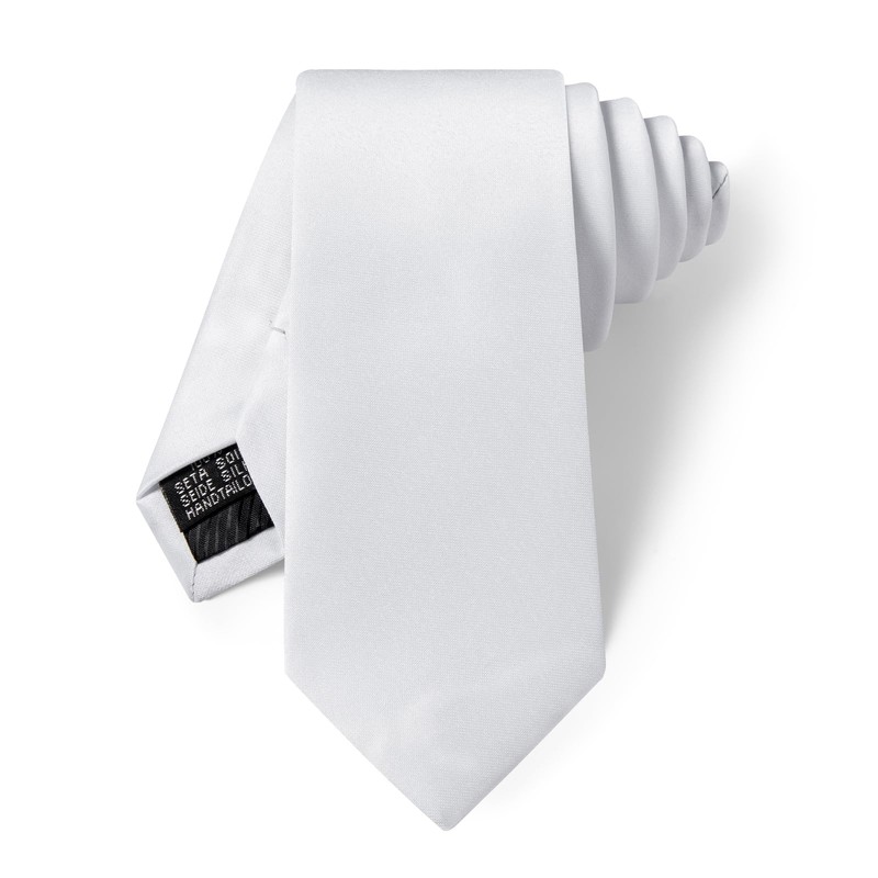 YourTies White Skinny Ties for Men 2.4" Satin Slim Necktie