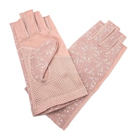 Karly Shop 7042 Women's UV Gloves, Short, Fingerless, Anti-Slip, Fingerless, Smartphone Operation, Sun Protection, UV Protection, Driving, Short, Cute, 2. Darkpink