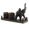 AeraVida Grand Asian Elephant Carved Rain Tree Wooden Tealight Candle