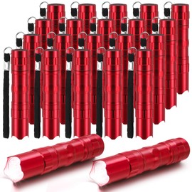 Tujoe 36 Pcs Mini Flashlights Bulk Bright Aluminum LED Handheld Torches with Lanyard Small LED Flashlights for Night Reading Emergency Hurricane Camping Hiking Halloween Party Favors(Red)