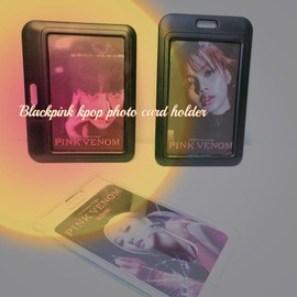 JUMISEE Clear Acrylic Kpop Photocard Holder Black Credit ID Card Protective Case Photo Display Holder Bag Pendant Keychain