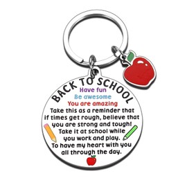 Back to School Supplies Inspirational Keychain - First Day of School Sign Teacher Gift Basket Back to Schools Stuff Cute Keychain Appreciation Thank You End of Year Teacher Gifts for Women Men