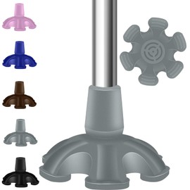 Cane Tips 3/4 inch 6 Support Cane Feet Self Standing Cane Tip 6 Support Feet Heavy Duty Rubber Cane Tip for Walking Canes Walking Sticks Folding Canes (Grey)