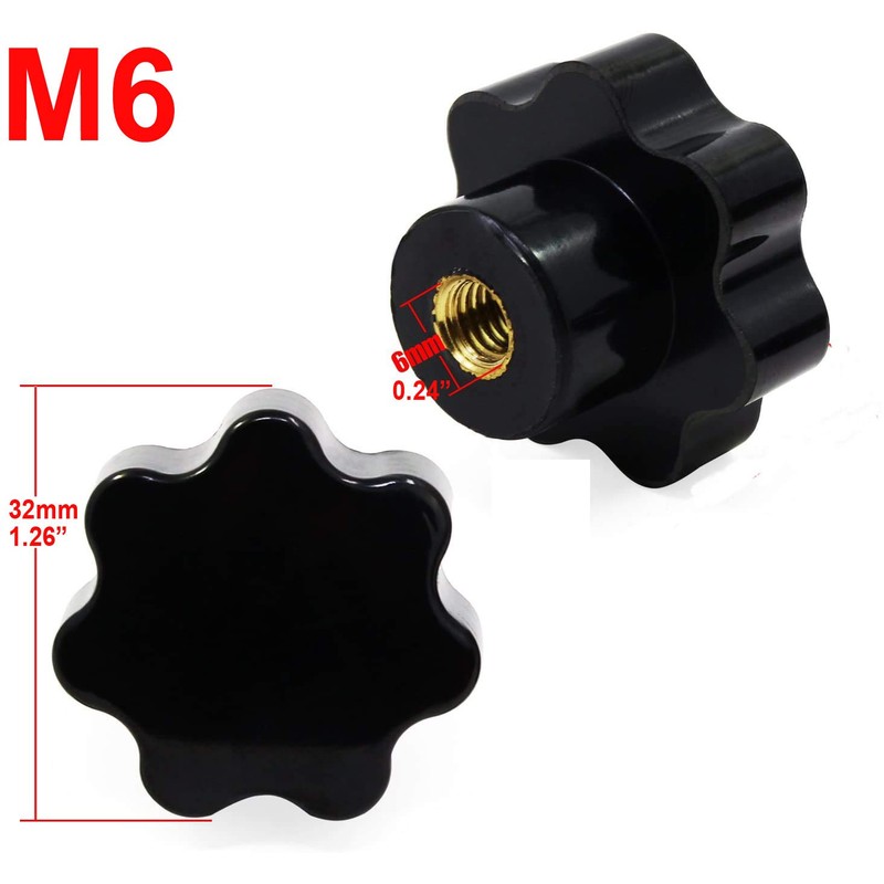 Greluma Pack of 14 Knurled Thread Clamping Knobs M6 &