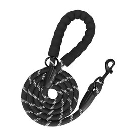 PoyPet Dog Leash 5 Feet for Small Medium and Large Dogs Reflective Heavy Duty Padded Rubber Handle 360° No Tangles（Black）