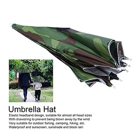 Sombrero de Paraguas, Paraguas de Cabeza Plegable con Diadema Elástica Gorra de Paraguas de Manos Libres Sombrilla Impermeable para Pescar Y Acampar en Días Soleados de Lluvia (69 Cm)(verde)