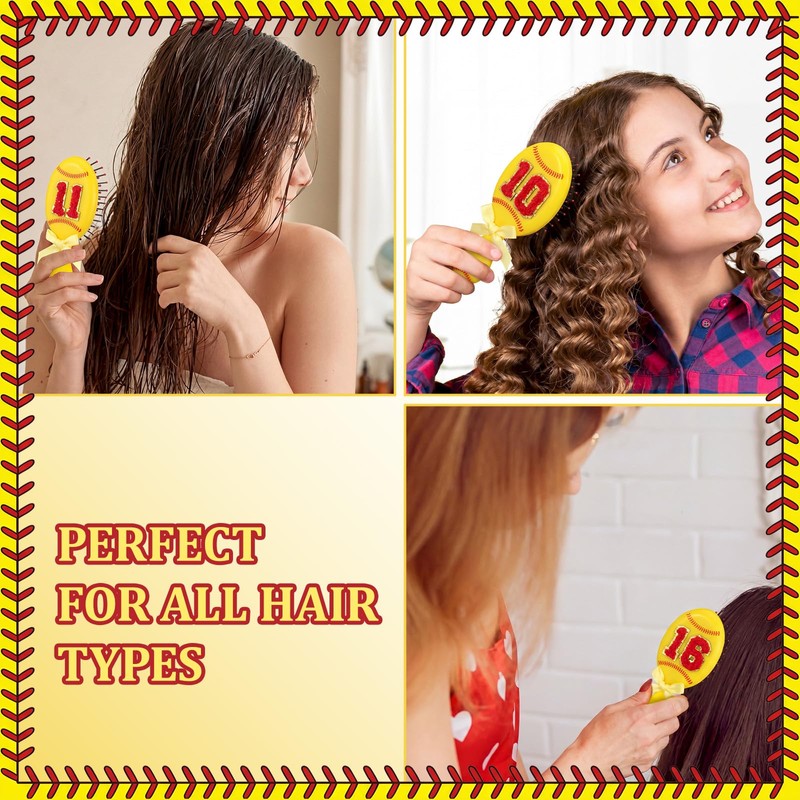 10 Set Softball Mini Detangler Brush Bristles Plastic Detangling Brush