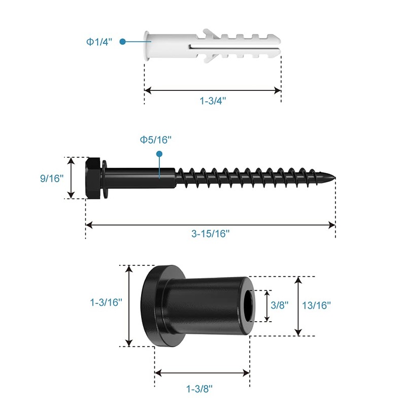 ZEKOO 1-3/8" Sliding Barn Door Hardware Track Spacers Replacement Assemblies