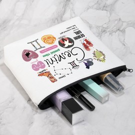 VAMSII 12 Constellation Birthday Gift for Astrology Lover Zodiac Symbol Sign Makeup Bag Horoscope Astrology Gift for Her (GeminiBag)