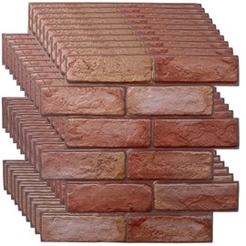 3D Wall Panels,3D Wallpaper Peel and Stick,3DWall Paneling,Art WallPanels,Waterproof Self Adhesive Decorative Wall Panels Living Room Wall Decoration 30 * 30cm(10pcs/Pack) (Red)