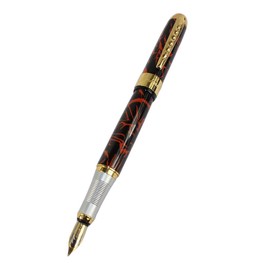 Gullor Beautiful Calligraphy & Art Fountain Pen Jinhao 250 Black with Orange Grain Pen Golden Clip Pen