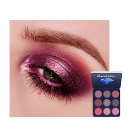 Purple Pink Eyeshadow Palette, Eyes Make-Up Palettes, Shimmer Eye Shadow Makeup, Smokey Pigmented Matte Shimmering Cool Make up Set, 9 Hot Colour Waterproof Longlasting