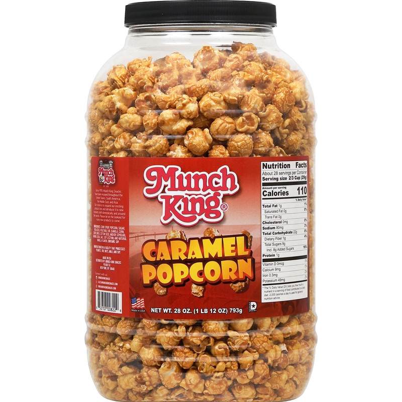 Munch King Snacks Caramel Popcorn 28 oz. Barrel