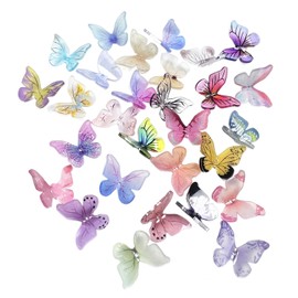 50 3D Butterfly Decorations, Colorful Mini Resin Butterflies, Beautiful Resin Butterflies, DIY Accessories, Exquisite Decorations, can be Used for Doll Houses, Nail Art and Handicraft Making