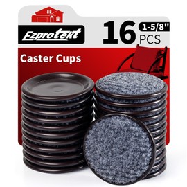 1 5/8" Round Reusable Felt Furniture Caster Cups with Carpet Bottom, Felt Furniture Sliders Floor Protectors Pads to Protect Hardwood, Tile or Laminate Floors from Scratches, Brown/Gray (16 Pack)