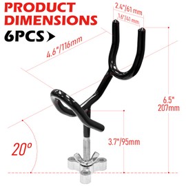 Socpuro 6PCS Fishing Rod Holders for Boat, 20 Degree Sure Grip Steel Rod Boat Holder, Fishing Pole Holders with Mounting Base