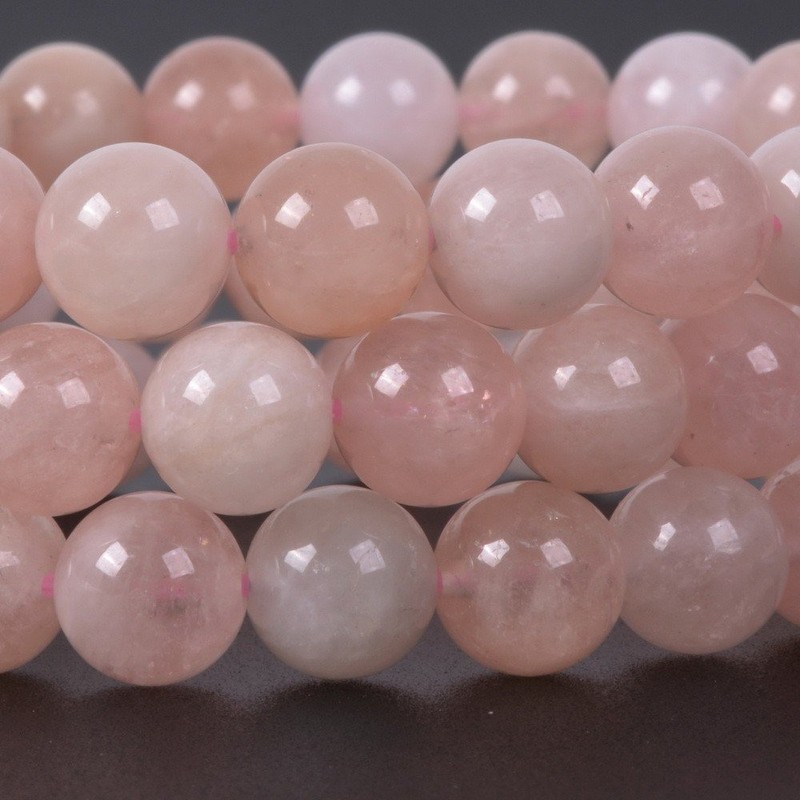 Natural Peach Morganite Gemstone 8mm Round Beads Stretch Bracelet 7"