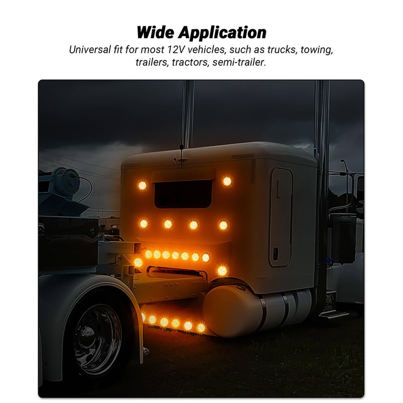 XtraGlow 4 Inch Round Amber LED Strobe Lights 24LEDs Tail
