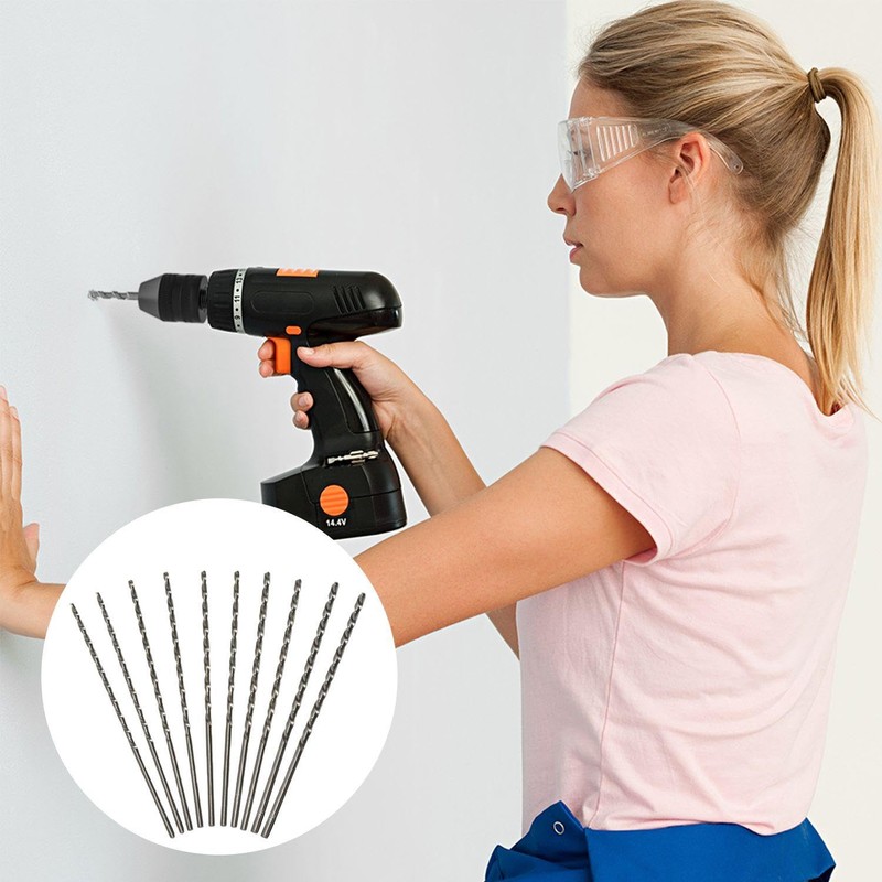 10-Piece Auger Tool, Durable, Metal Long Drill Set, Multiple Sizes,