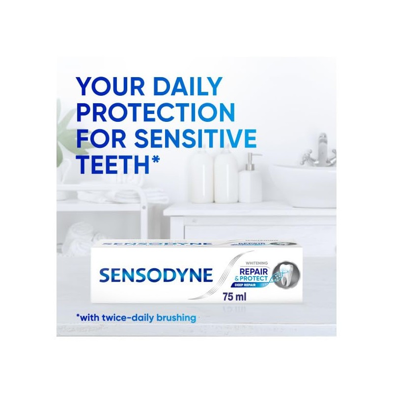 Sensodyne Toothpaste Repair and Protect, Teeth Whitening Toothpaste for Sensitive