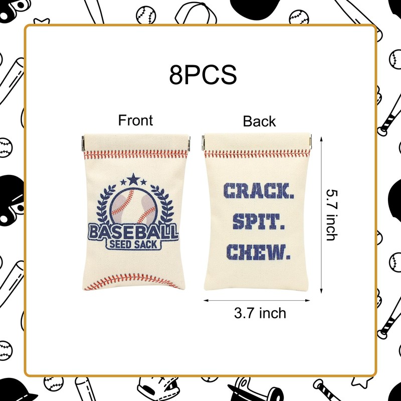 BLSUREFYX 8pcs Baseball Seed Sack Bags Baseball Snack Treat Bag