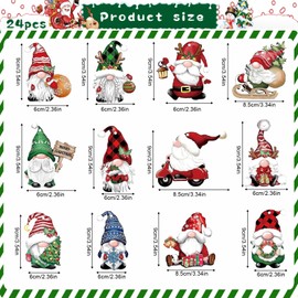 Larfraecy 24Pcs Wooden Christmas Hanging Ornaments, Faceless Gnome Xmas Tree Pendant Santa Claus Christmas Tree Decoration Holiday Hanging Wooden Pendant for Festive Party, Home Decor(Gnome)