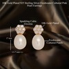 Finatso Sterling Silver Stud Cultured Pearl Flower Earrings (White Yellow)