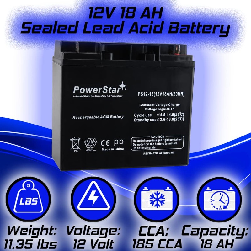PowerStar 12V 18 Battery for Lobster Elite 2 Tennis Ball