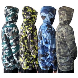 NY GOLDEN FASHION Men UPF 50+ Fishing Hiking Workout Active T-Shirts Lightweight Long Sleeve Shirts with Hood (4Pcs Camouflage Mix, M)