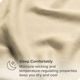 Bare Home Queen Sheet Set - Luxury 100% Linen Queen Bed Sheets - Deep Pockets - Easy Fit - 4 Piece Set - Bedding Sheets & Pillowcases (Queen, Natural)