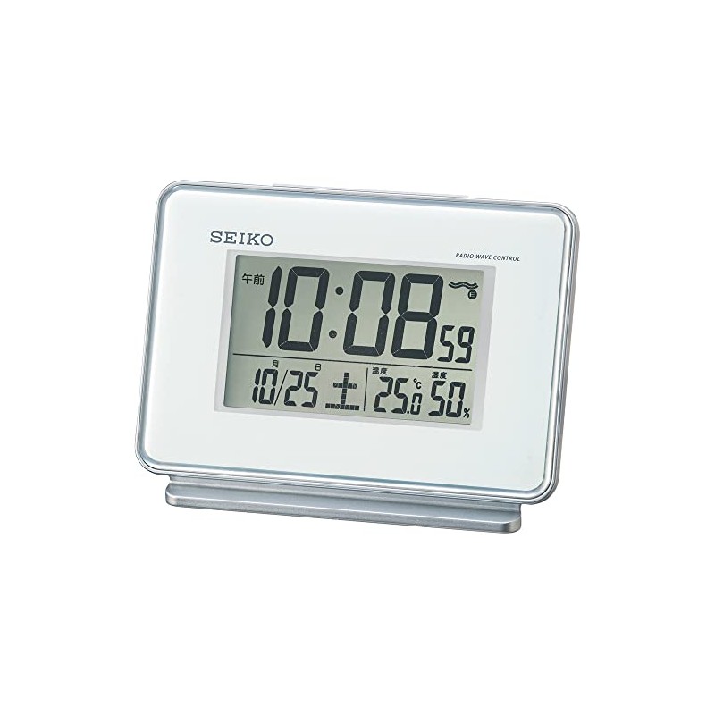 Seiko Clock SQ767W Seiko Alarm Clock, Radio Control, Digital, 2-Channel