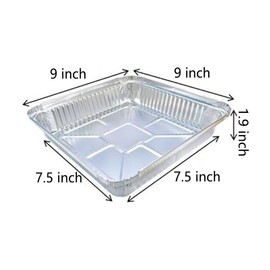 Mistari Foil Pans with Lids 9x9 Aluminum Pans with Covers Disposable Food Containers Great for Baking, Cooking, Heating, Storing, Prepping Food Silver (9x9-20 Pack with Lids)