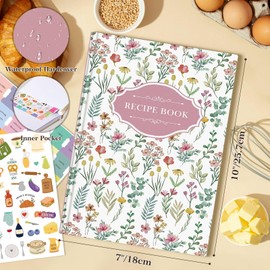 Lanpn Blank Recipe Book Cookbook for 70 Recipes, B5 Waterproof Empty Recipe Notebook to Organize Your Family Recipes, Leather Cooking Journal with Stickers to Write in Your Own Recipes, Pink