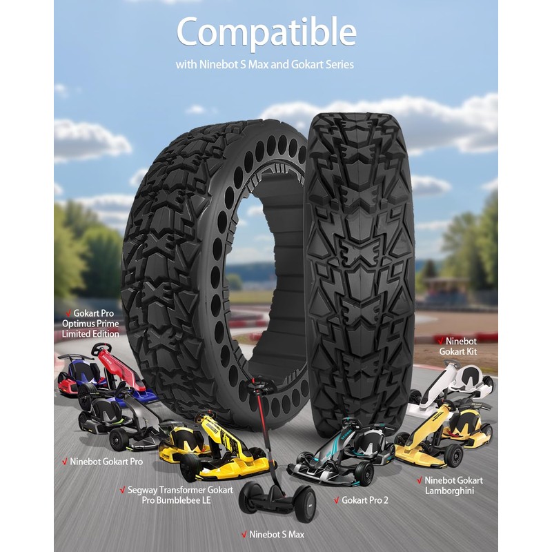 Felixstory 10-2.75 Off Road Gokart Tire, Fit for Ninebot S