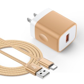 iP-JP QC3.0 Charger + 3/4 ft Type-C Cable, Gold