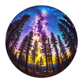 Jigfoxy Wooden Puzzle for Adults, Galactic Forest Jigsaw Puzzles for Adult, Unique Animal Shape Wood Cut Puzzles, Christmas Thanksgiving Gifts for Friends Family (M-11.4 * 11.4in-200pcs)