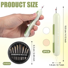3pcs 2 in 1 Needle Threader Seam Ripper, 30pcs Sewing Needles Portable Seam Remover Tool Needle Threading Helper Hand Stitching Needles Accessories for Crafting Knitting Quilting
