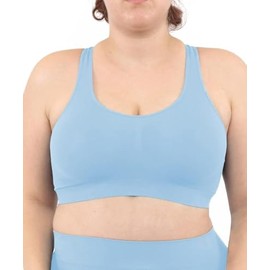 LEELA LAB Women's Bralette Non-Wired Bra Provides Support Without Tension, with Seamless Technology - Made in Italy, Desaturated Blue