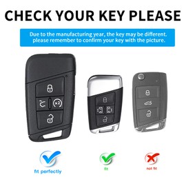 MILD EAST for Volkswagen Key Fob Cover with Keychain, Key Shell for Atlas Golf Alltrack Atlas Jetta Passat Arteon Tiguan, Black, middle