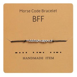 AILUOR Morse Code Bracelet, Silver Plated Beads on Silk Cord Friendship Bracelet Gift for Her Secret Message Gift Jewellery for Women Men, Adjustable, Metal