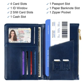 Passport Holder Cover with Zipper Coin Pocket Travel Wallet RFID Blocking Leather Passport Cover Credit Card Holder for Women, Mandala, Mandala, Zipper Passpot Cover