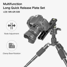 Koolehaoda 180 mm Quick Release Plate Rail Nodal Slide Double Dovetail Camera Mount with Double-Sided Clamp