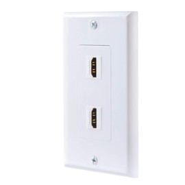 TENINYU Dual HDMI Wall Plate, HDMI Socket Plug Insert Jack Outlet Panel Mount Support 4K 60Hz HDR 1080P 3D Ethernet Built in High Speed Cable Extension Coupler for Projector & Home Theater (2 Port)